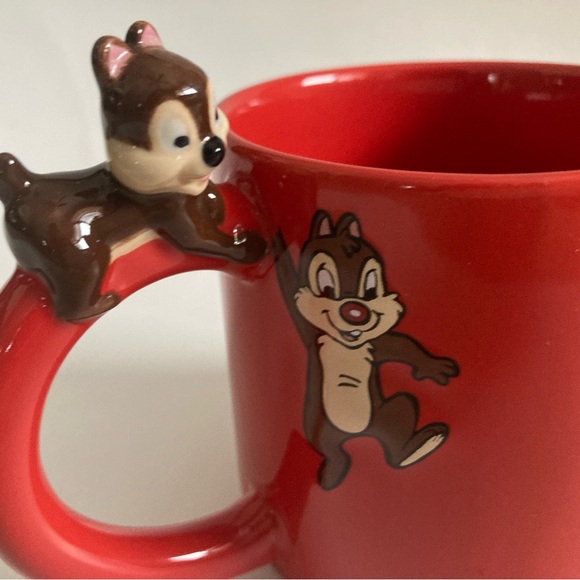 Disney Store Pluto and Chip n Dale 25th Anniversary coffee Mug. Red Emmbossed - Picture 4 of 10